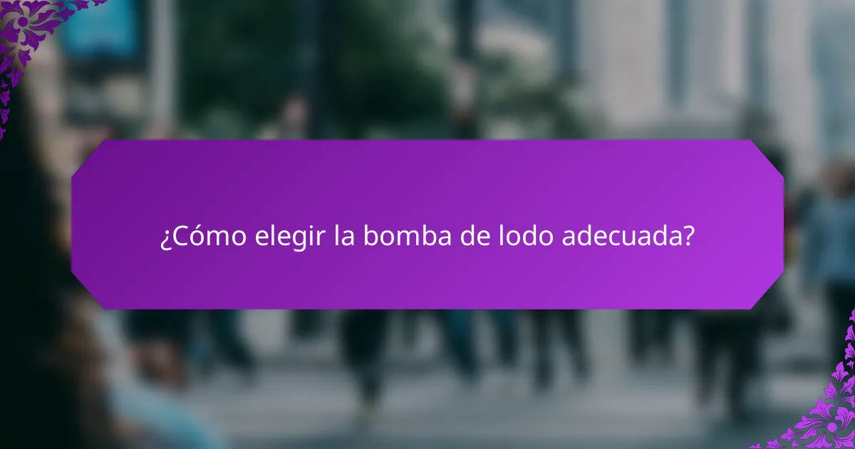 ¿Cómo elegir la bomba de lodo adecuada?