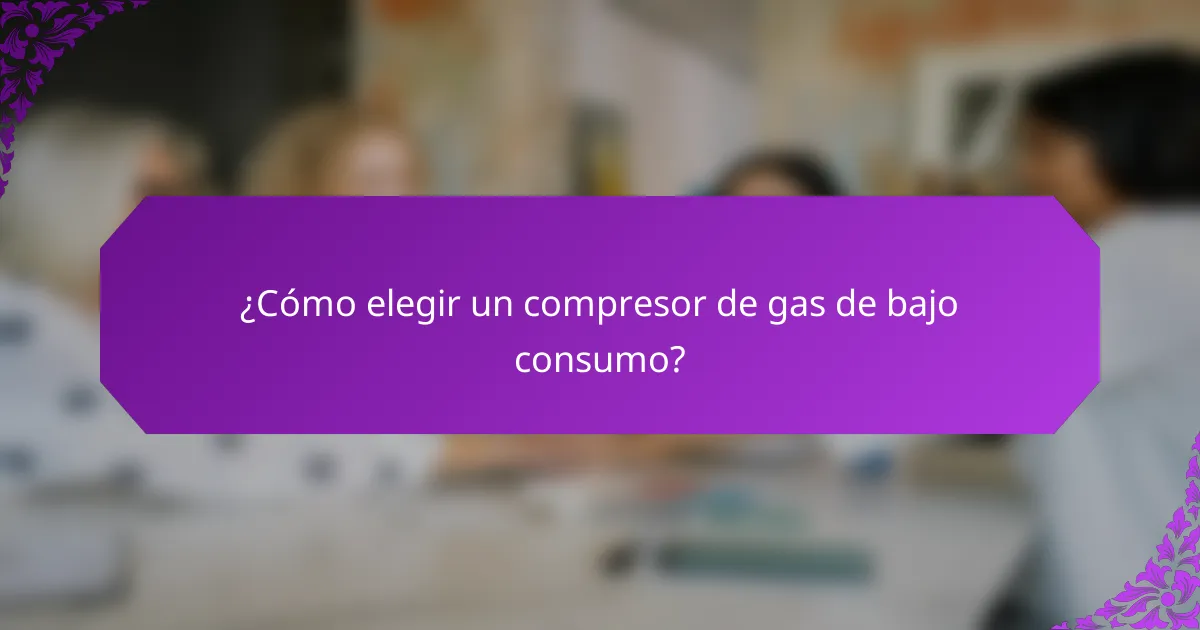 ¿Cómo elegir un compresor de gas de bajo consumo?
