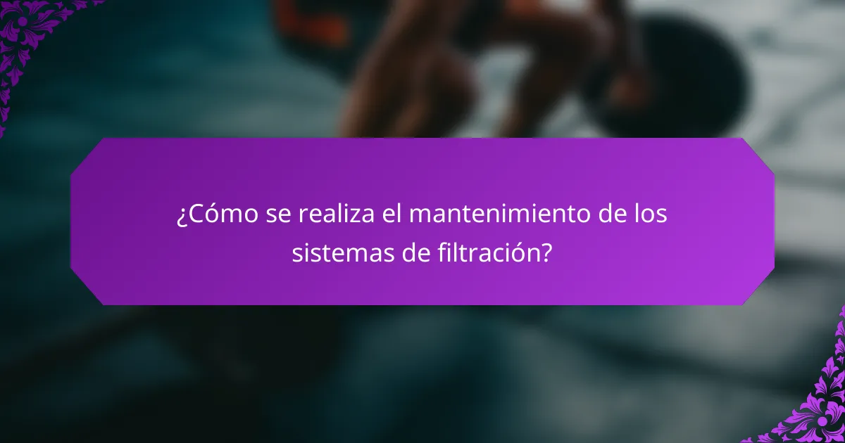 ¿Cómo se realiza el mantenimiento de los sistemas de filtración?