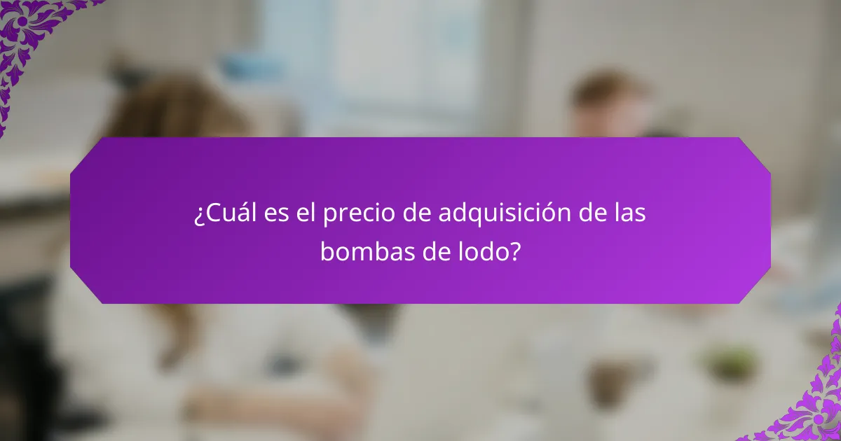 ¿Cuál es el precio de adquisición de las bombas de lodo?