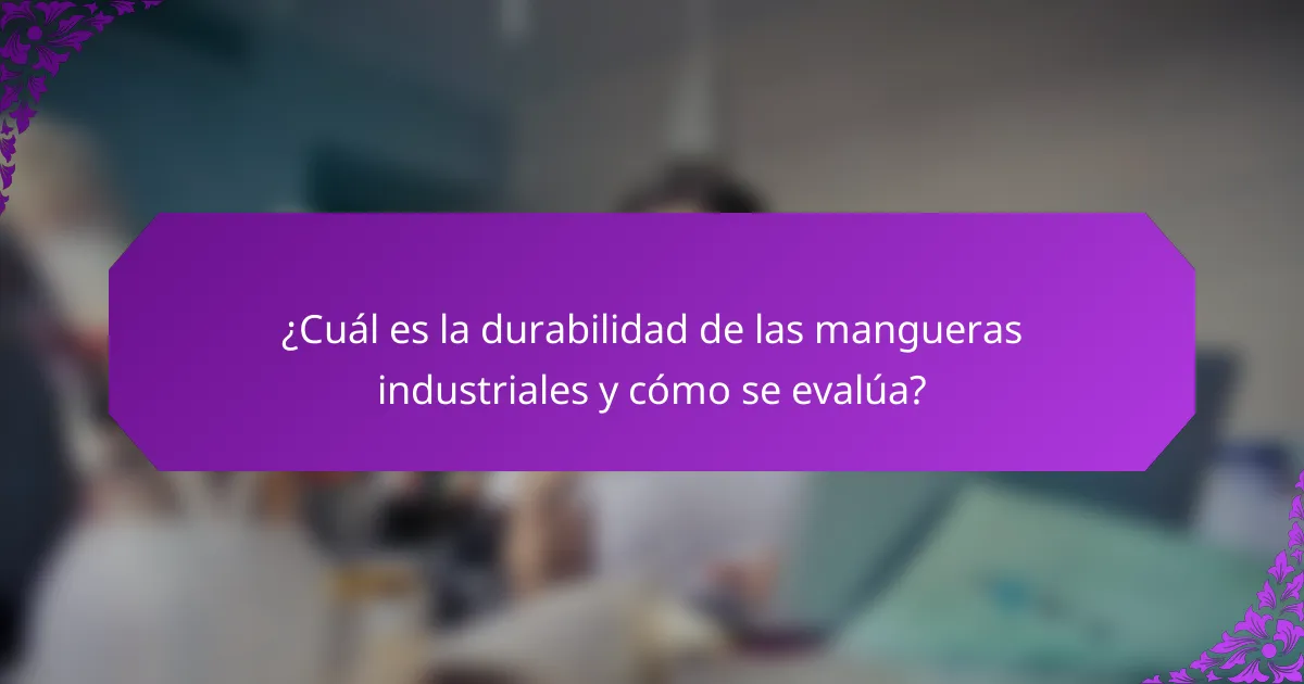 ¿Cuál es la durabilidad de las mangueras industriales y cómo se evalúa?