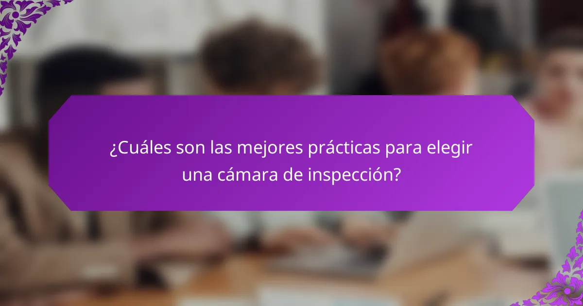 ¿Cuáles son las mejores prácticas para elegir una cámara de inspección?