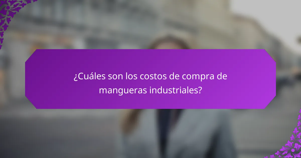 ¿Cuáles son los costos de compra de mangueras industriales?