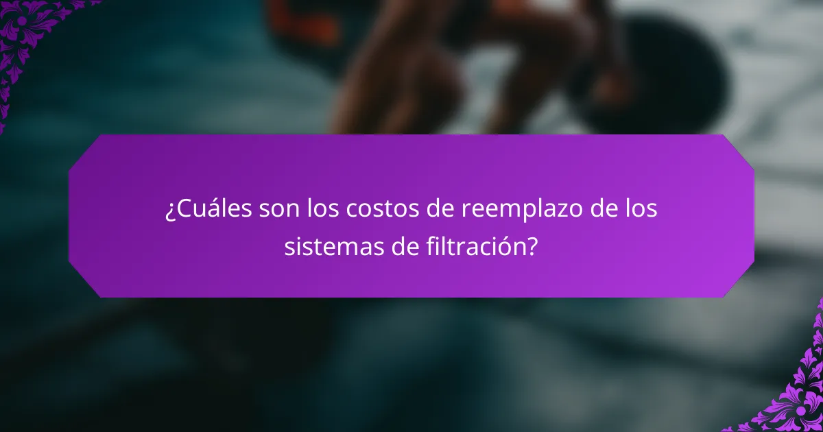 ¿Cuáles son los costos de reemplazo de los sistemas de filtración?