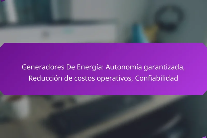Generadores De Energía: Autonomía garantizada, Reducción de costos operativos, Confiabilidad