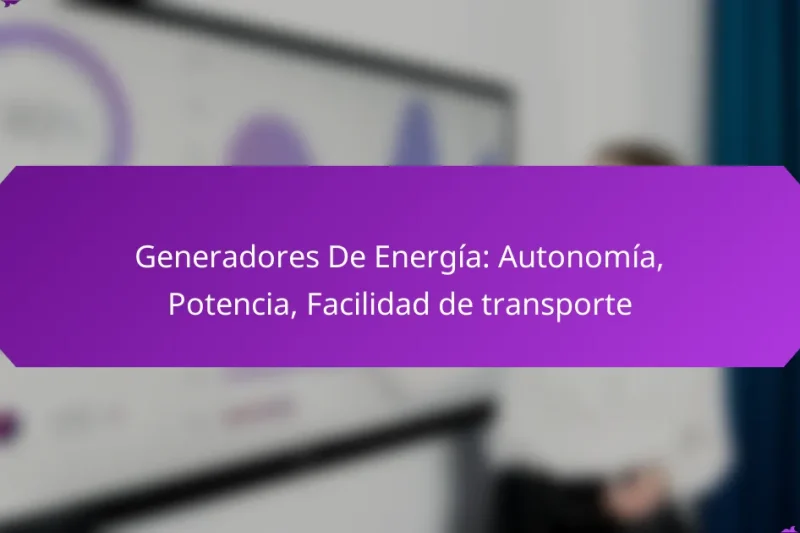 Generadores De Energía: Autonomía, Potencia, Facilidad de transporte