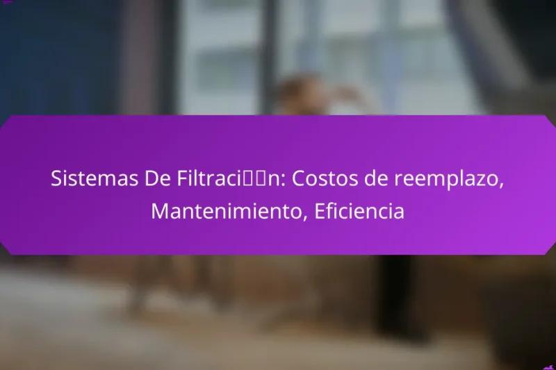 Sistemas De Filtración: Costos de reemplazo, Mantenimiento, Eficiencia