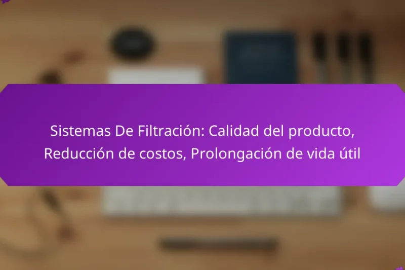 Sistemas De Filtración: Calidad del producto, Reducción de costos, Prolongación de vida útil