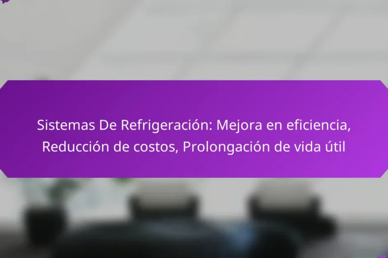 Sistemas De Refrigeración: Mejora en eficiencia, Reducción de costos, Prolongación de vida útil
