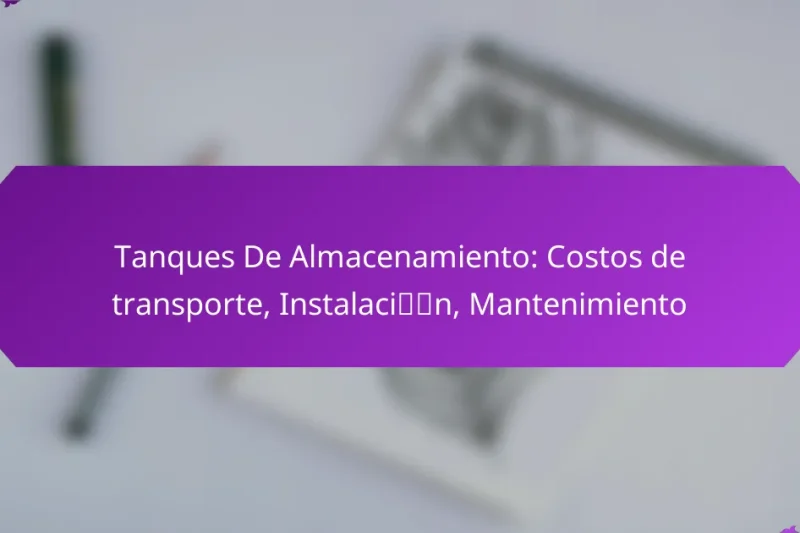 Tanques De Almacenamiento: Costos de transporte, Instalación, Mantenimiento