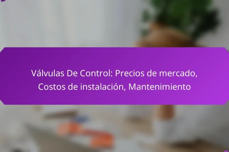 Válvulas De Control: Precios de mercado, Costos de instalación, Mantenimiento