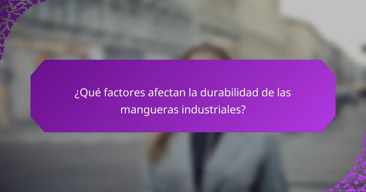 ¿Qué factores afectan la durabilidad de las mangueras industriales?