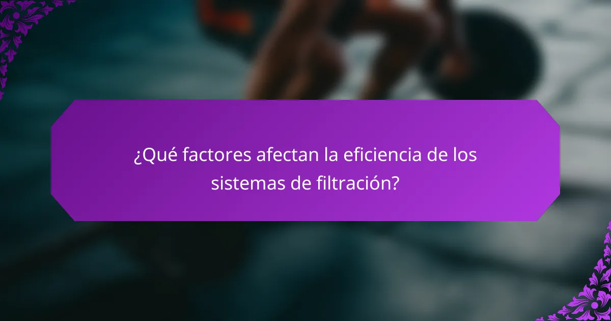 ¿Qué factores afectan la eficiencia de los sistemas de filtración?