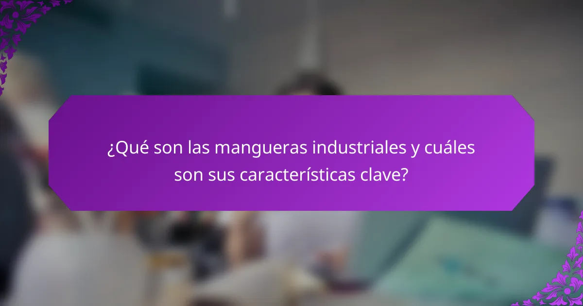 ¿Qué son las mangueras industriales y cuáles son sus características clave?