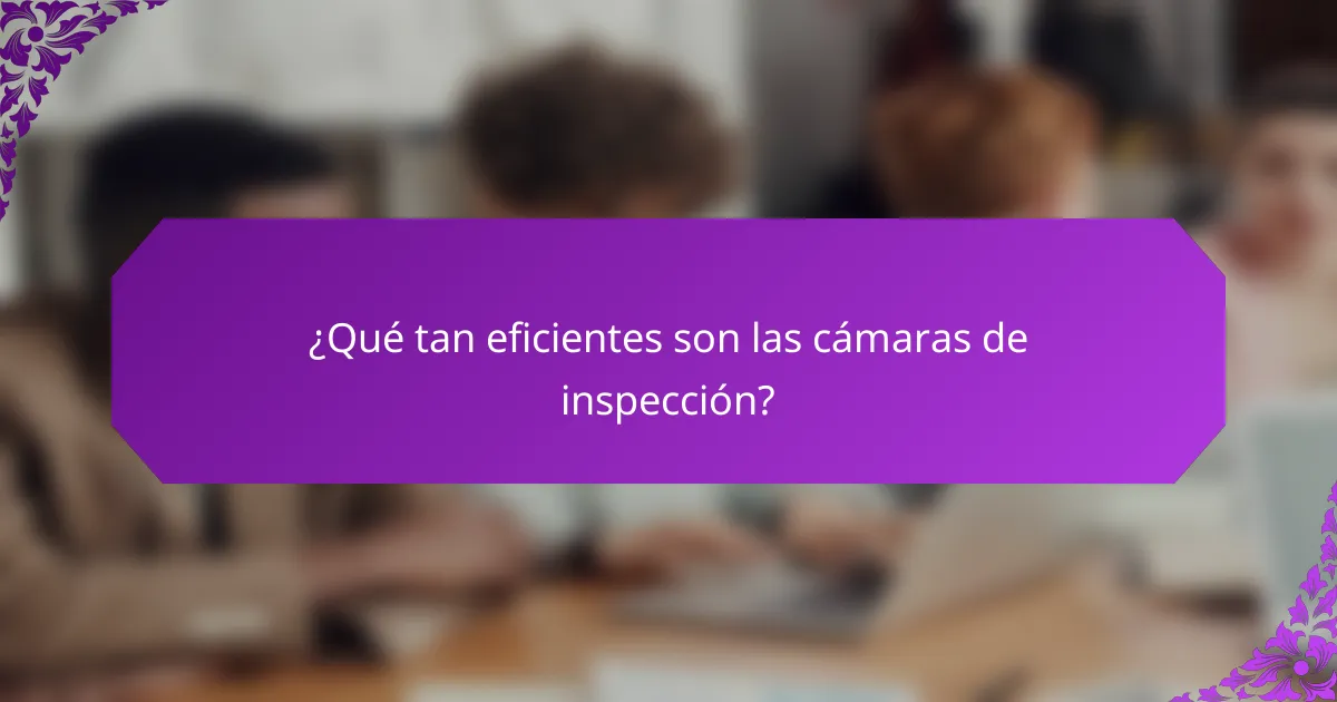 ¿Qué tan eficientes son las cámaras de inspección?